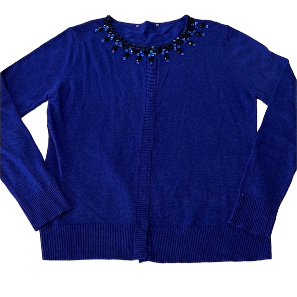 Cashmere Blue Jewel Snap Button Cardigan Sweater